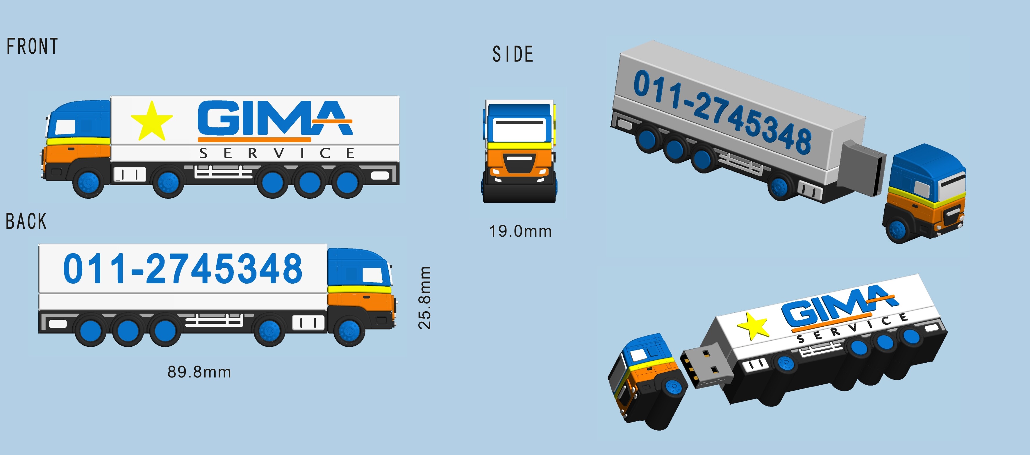 GIMA Service Ordered Customized Truck USBs